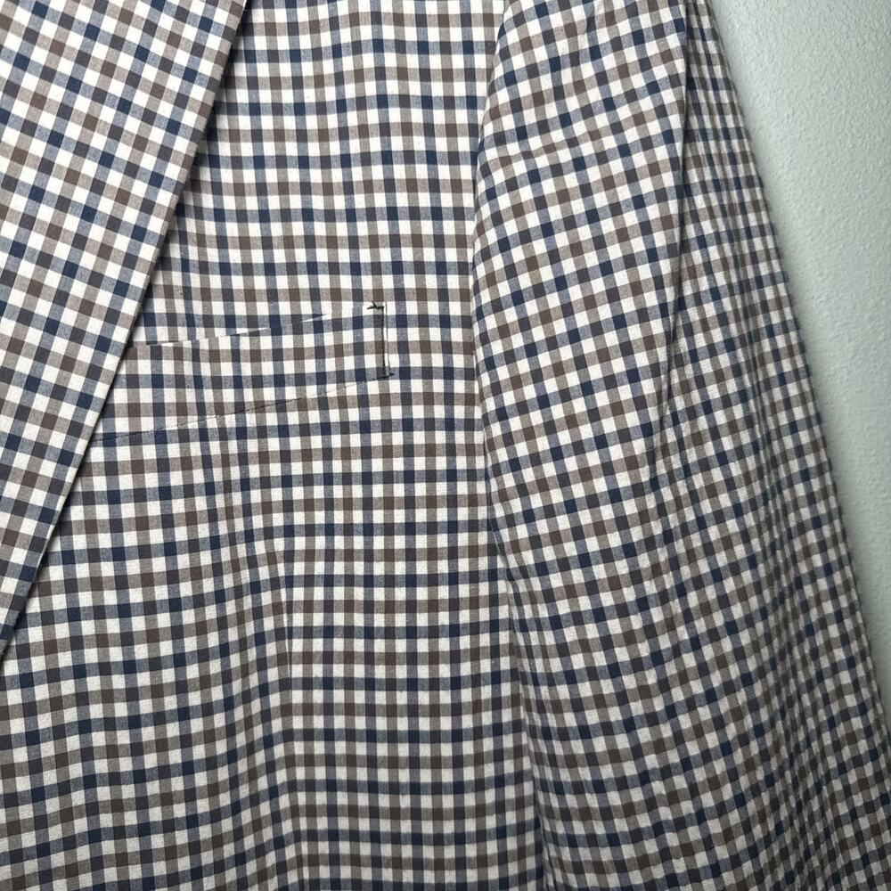 Tommy Hilfiger Mens Modern fit Sport Coat‎ Blazer 42 L Navy/White/Brown Plaid - Picture 2 of 8